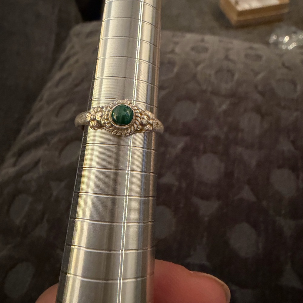 Sterling Silver Ring with Green Stone